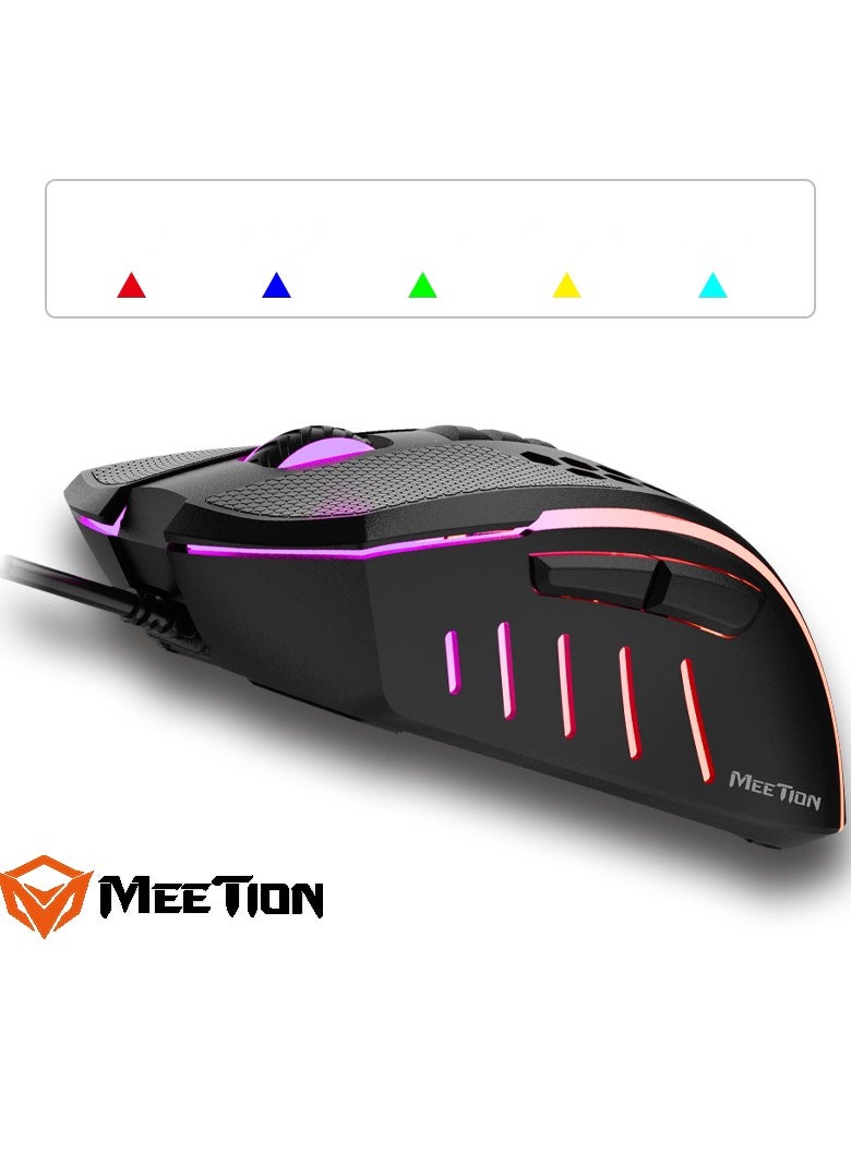 MEETION Lightweight Honeycomb Gaming Mouse GM015 Replaceable non-slip button mat RGB backlight, better gaming experience Honeycomb hollow design, feels light and fast