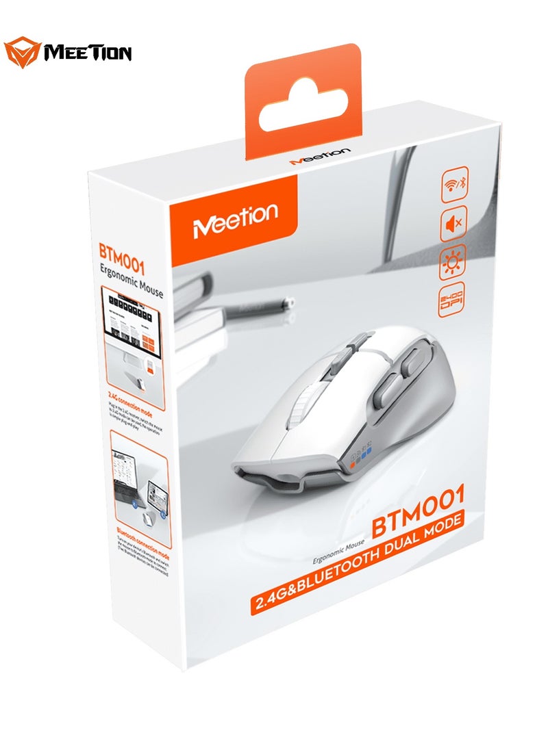 MEETION Wireless Dual-Mode Ergonomic Mouse BTM001 Ergonomic Design 2.4g Bluetooth Dual Mode Multiple Colors Available