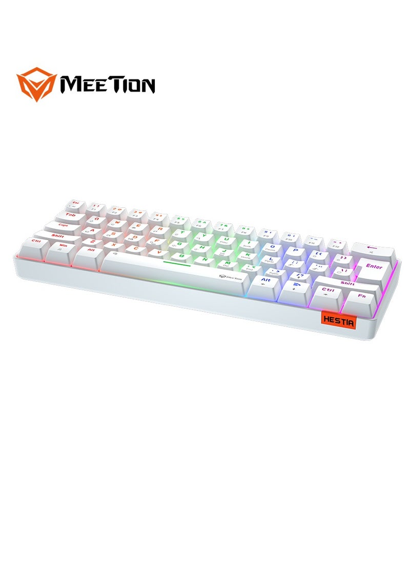 MEETION WHITE 60% GAMING KEYBOARD MK005 Full keys anti-ghosting True mechanical fixed shaft LED backlight with brightness adjustable