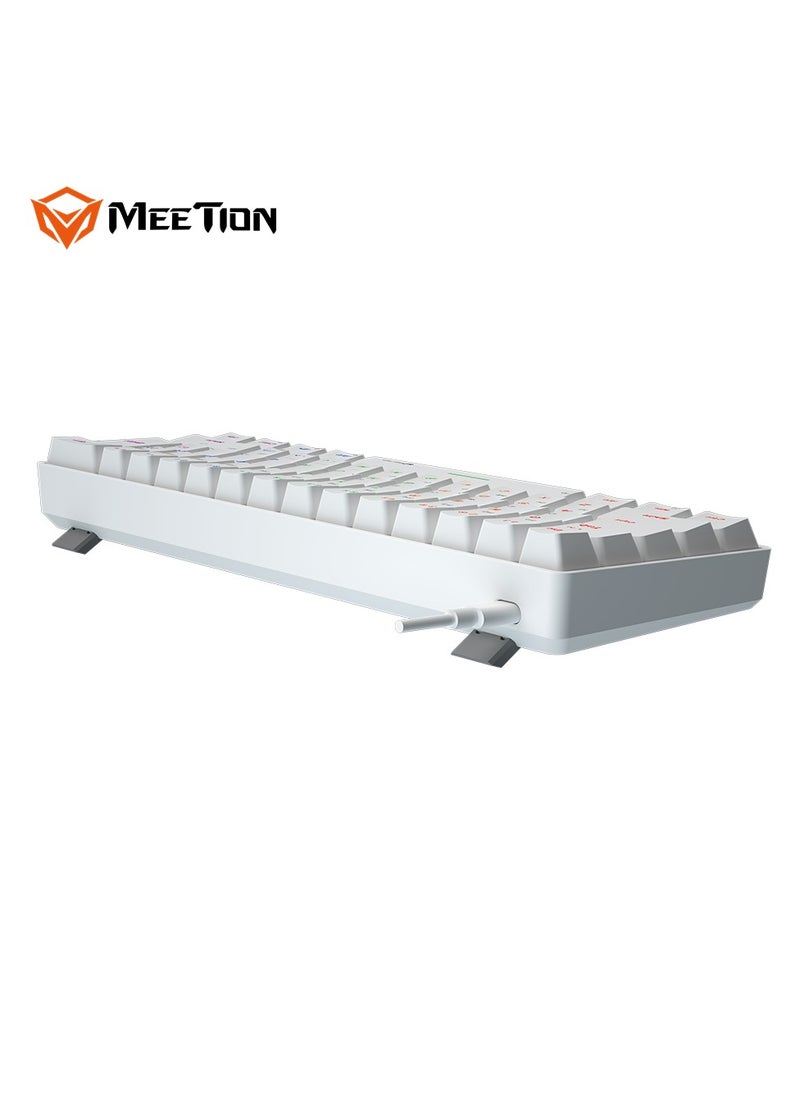 MEETION WHITE 60% GAMING KEYBOARD MK005 Full keys anti-ghosting True mechanical fixed shaft LED backlight with brightness adjustable