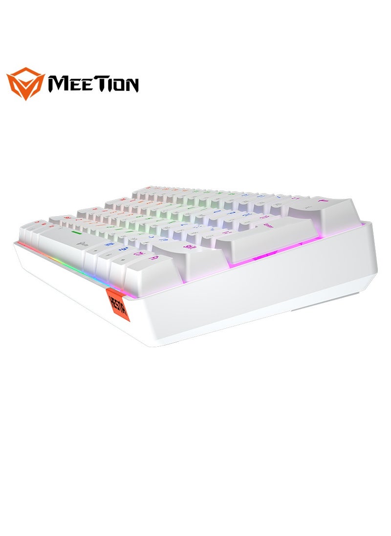 MEETION WHITE 60% GAMING KEYBOARD MK005 Full keys anti-ghosting True mechanical fixed shaft LED backlight with brightness adjustable