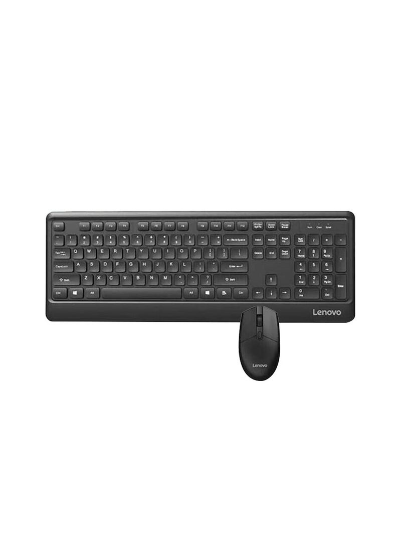 KN102 - Slim and Full Sized Wireless Keyboard and Mouse Set For Home and Business Compatible with Windows, Black