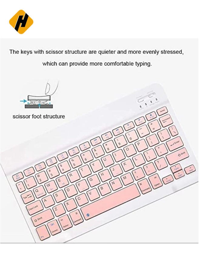 Rechargeable Bluetooth Keyboard and Mouse Combo Ultra-Slim Portable Compact Wireless Mouse Keyboard Set for Android Windows Tablet Cell Phone iPhone iPad Pro Air Mini, iPad OS/iOS 13 and Above (Pink)