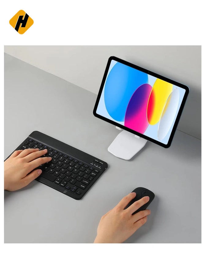 Rechargeable Bluetooth Keyboard and Mouse Combo Ultra-Slim Portable Compact Wireless Mouse Keyboard Set for Android Tablet Cell Phone iPhone iPad Pro Air Mini, iPad OS/iOS 13 or above