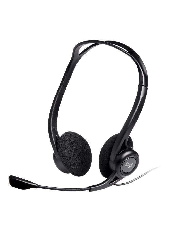 960 Wired Headset, Stereo Headphones With Noise-Cancelling Microphone, USB, Lightweight, In-Line Controls, PC/Mac/Laptop Black