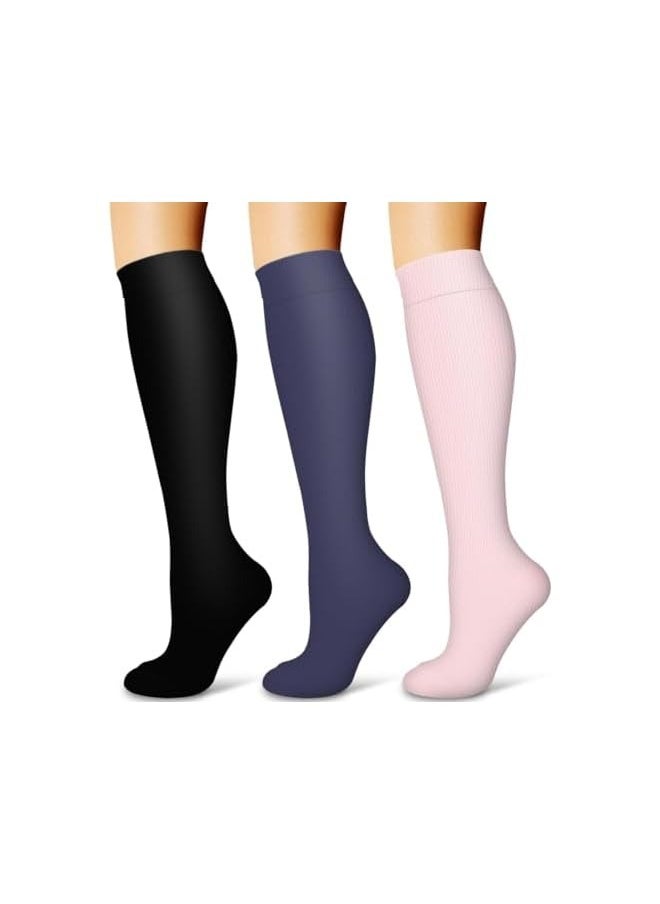 3 Pack Compression Socks, Best Travel, Running & Fitness Socks, for Women Men, Multicolor