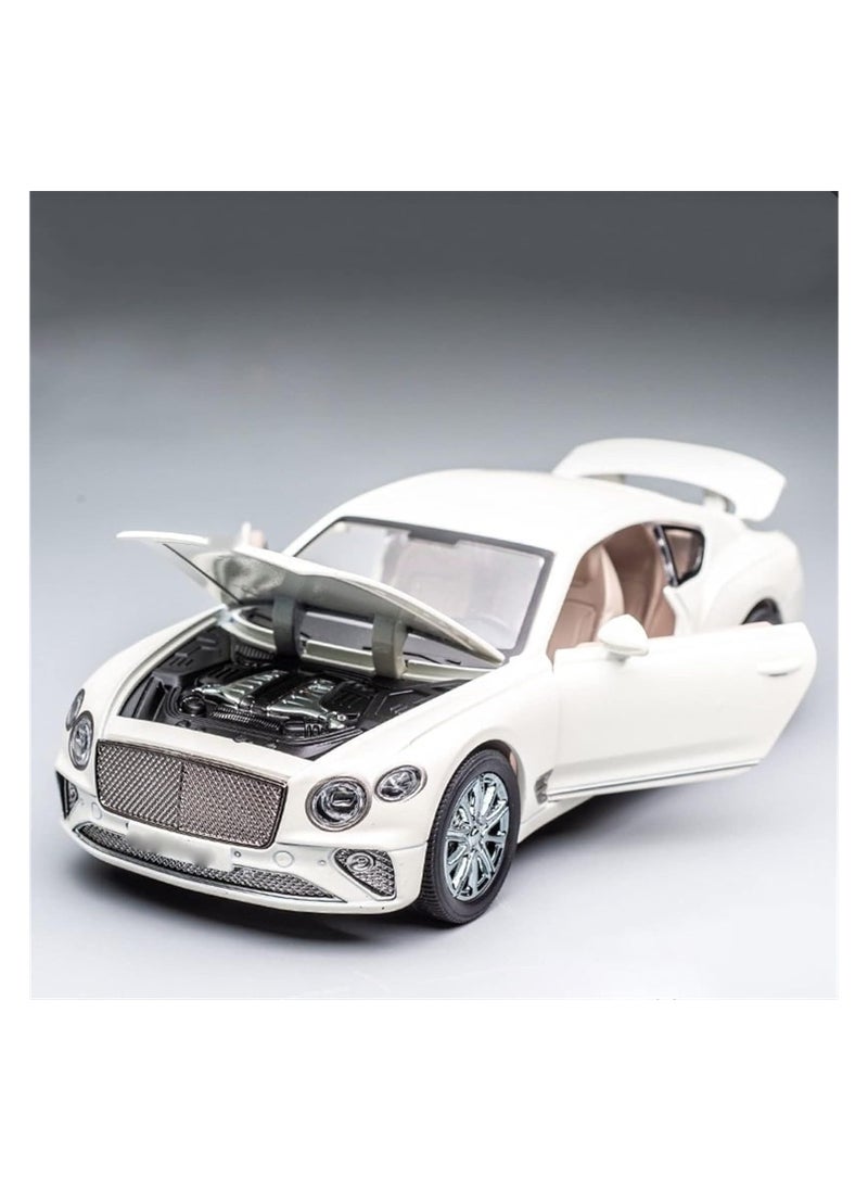 Diecast Car High Simulation Diecast Alloy Car Model Sound Light Toy Kid Birthday Present 1:24 For Bentley For Continental GT (Color : White)