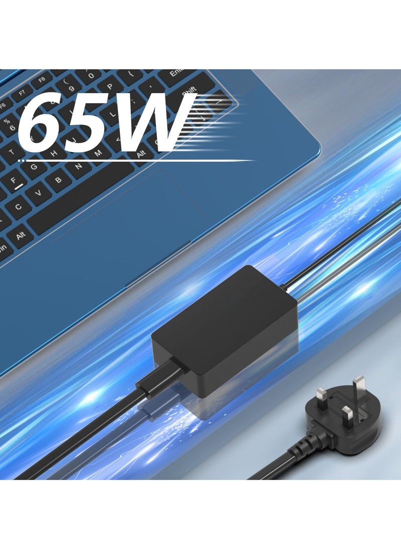 65W Surface Pro Laptop Charger 15V 4A Power Supply Compatible Microsoft Surface Pro9/8/7/6/5/4/3/X Surface Laptop1/2/3/4/5 Surface Go1/2/3 Surface Book 1/2/3