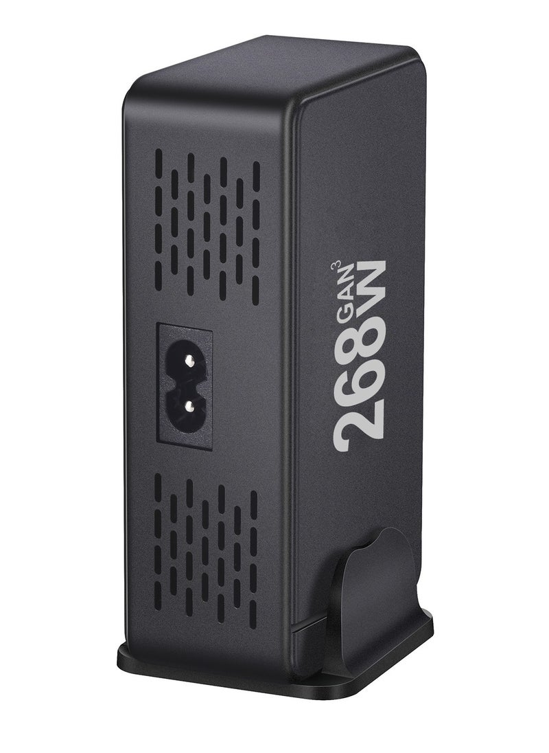 268W GaN USB C Charger - Fast 8 Port Type C Fast Charging Station Hub Block, Wall Charger Power Strip Adapter Plug Cube 5 PD USB C & 3 USB Ports (QC18W) - PD 100W Laptop Charger Adapter for MacBook Air, iPhone 16 15 14, iPad, Sumsung, Galaxy, & More  ﻿