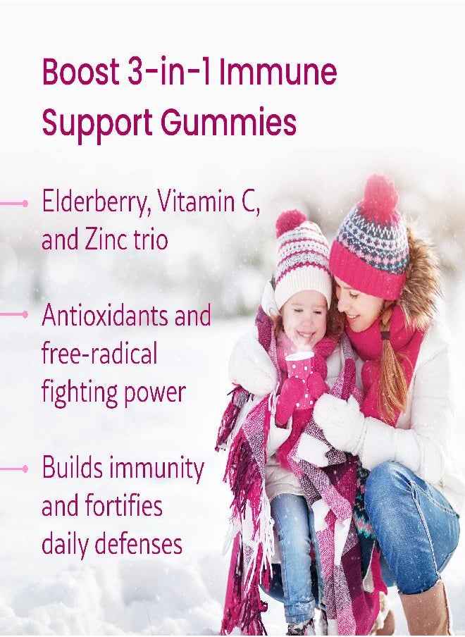 Boost Elderberry Gummies with Zinc & Vitamin C - Immune Support Gummies for Adults | Sambucus Black Elderberry Gummy Vitamins for Kids | Immunity Booster + Zinc Supplement | Non-GMO & Vegan, 60 Ct