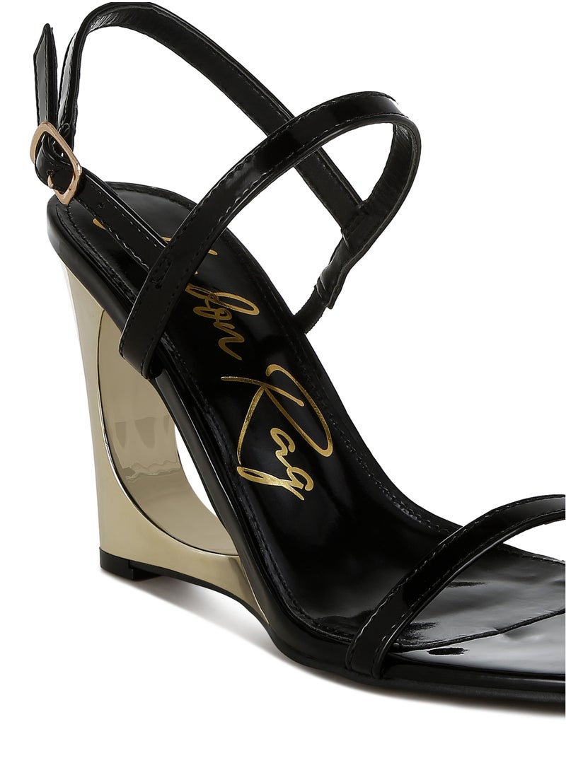 Fantasy Wedge Heel Sandals in Black