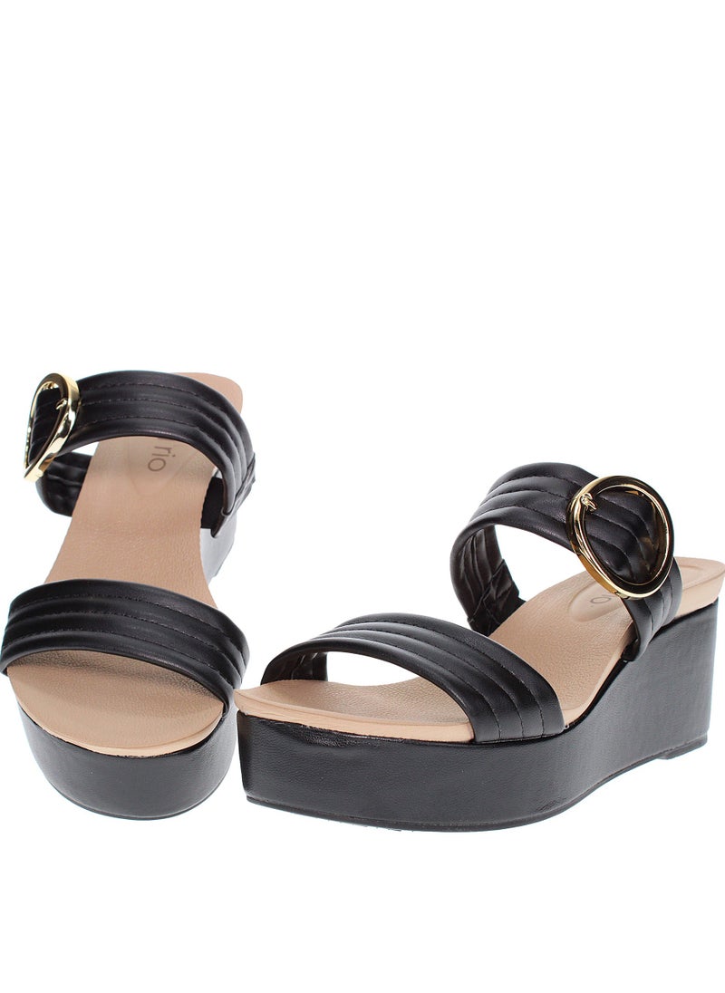 Adelyn Multi Strap High Heel Wedge Sandals