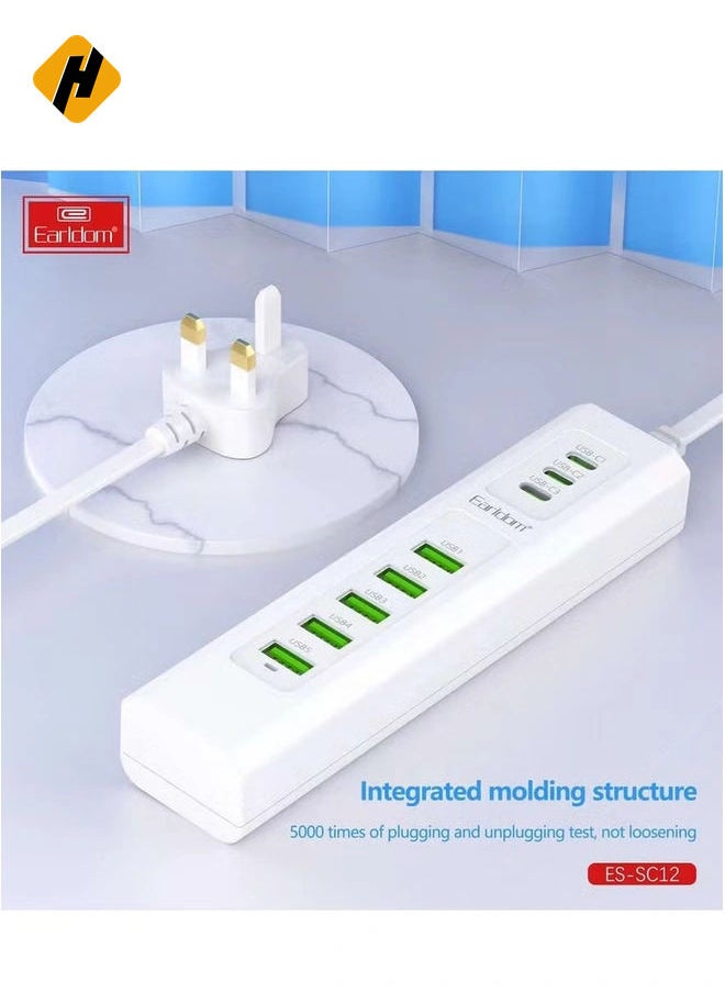 8-in-1 Power Socket with 5 USB Ports & 3 Type-C Ports - SC12