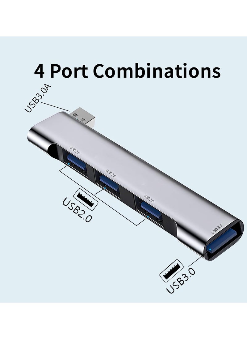 USB Hub for Laptop 4-Port, Portable USB 3.0 Hub USB Splitter, USB Multiport Adapter Expander for MacBook Air/Pro, Laptop, PC, Keyboard, Flash Drive, Mobile HDD (USB Hub for Right)