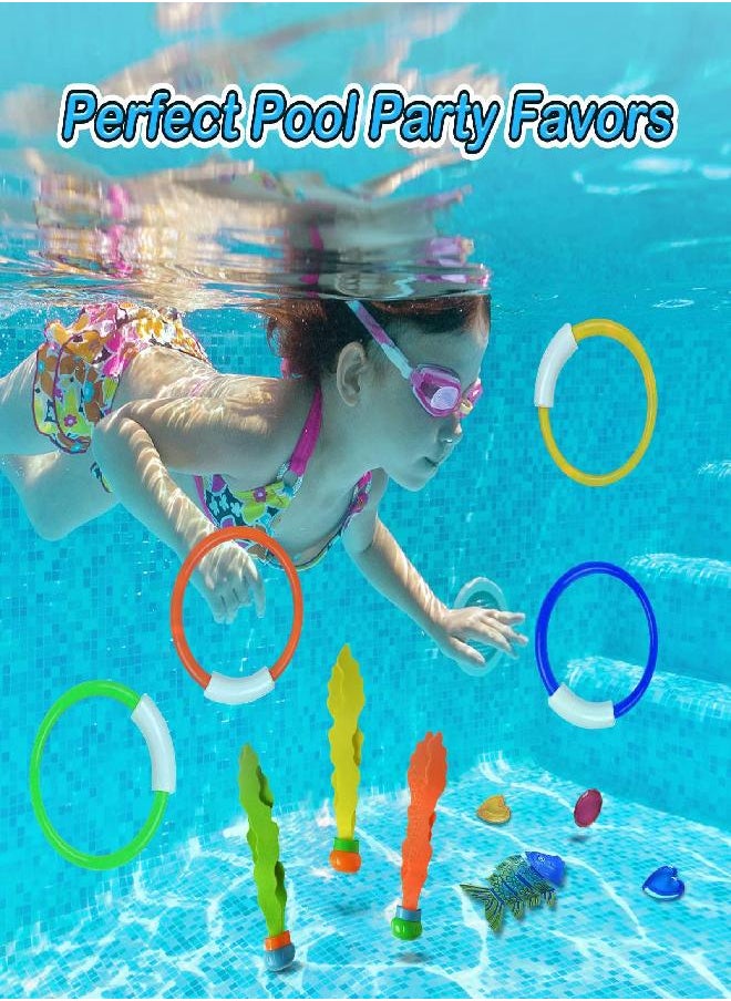 Jasonwell Pool Diving Toys Games - 31 PCS Swimming Pool Toys for Kids Teens with Diving Rings Dive Sticks Underwater Treasures Toypedo Bandits Fish Toys etc Fun Water Swim Toys for Boys Girls Adults