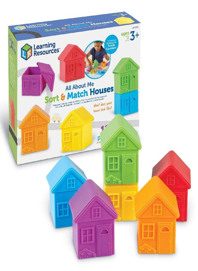 Learning Resources All About Me Sorting Houses, Fine Motor & Sorting Skills, Montessori Toys, Special Education Actives, Imaginative Play, 12 Pieces, Ages 3+