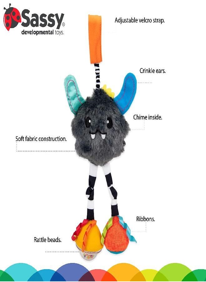 Sassy Confetti Yeti Chime Toy | Hanging Developmental Attachable Toy | Ages 0+ Months and Up