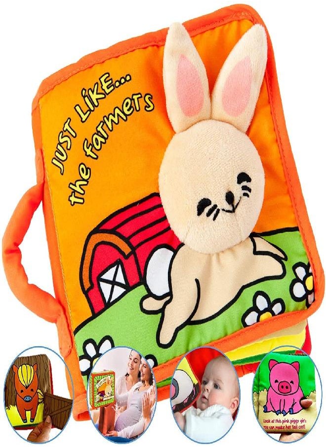 ToBe ReadyForLife Stimulating Baby Books 0-6 Months and 6-12 Months Infants | Crinkle Books for Babies Makes Great Toys Gift for 1 Year Old | Soft Cloth Farm Animals Books for Baby Shower Gift