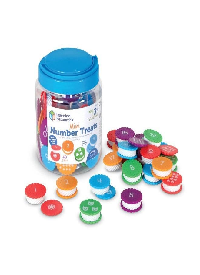 Learning Resources Mini Number Treats, 40 Pieces, Ages 3+, Cookies Toys, Counting and Colors Recognition, Fine Motor Skills Toys, Montessori Toys for Kids