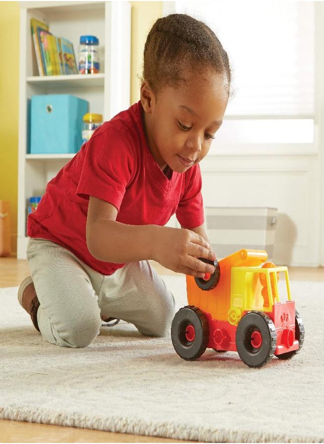 Learning Resources 1-2-3 Build It! Construction Crew Toy, Bulldozer, Digger, Dump Truck, STEM, Imaginative Play, 16 Pieces, Ages 2+