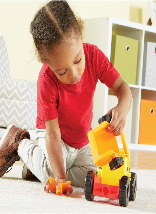 Learning Resources 1-2-3 Build It! Construction Crew Toy, Bulldozer, Digger, Dump Truck, STEM, Imaginative Play, 16 Pieces, Ages 2+