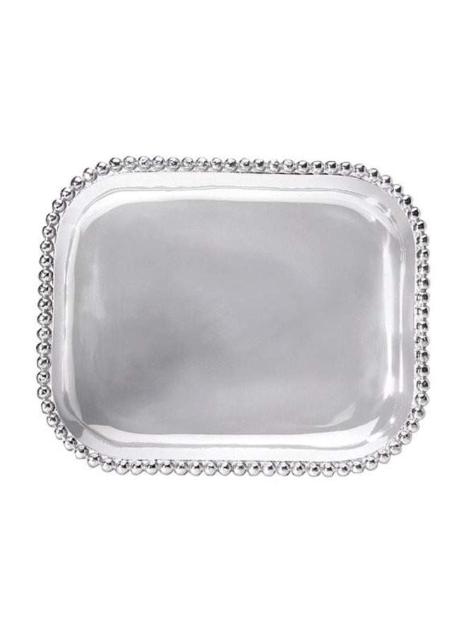 Pearled Rectangular Platter Silver 13.2x10.8x2.8inch