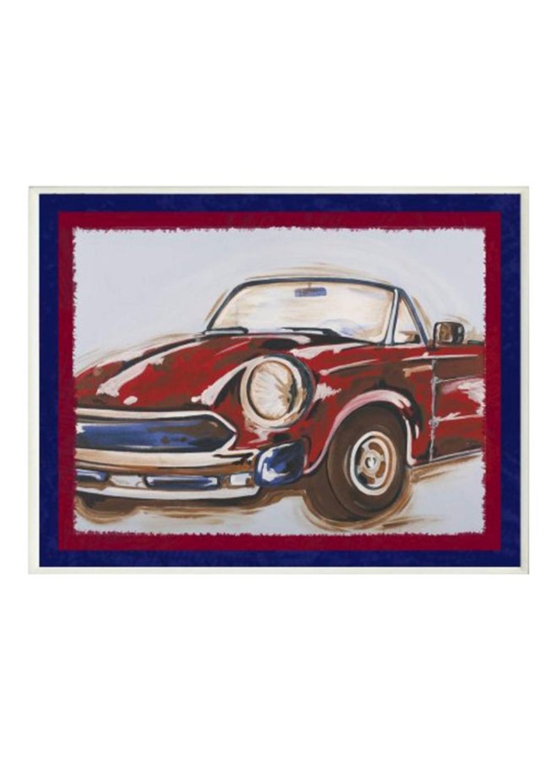 Vintage Car Wall Plaque Red/Blue/White