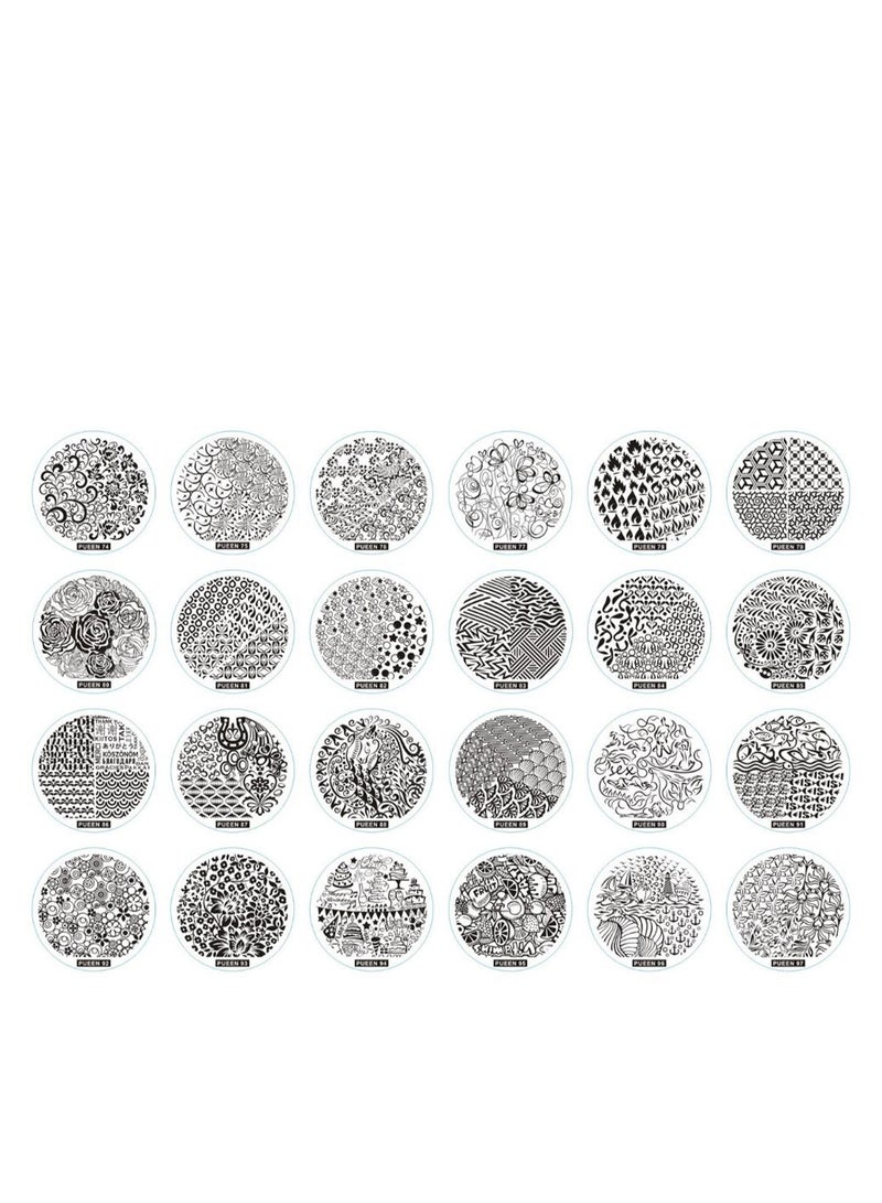 24-Piece Nail Art Stamping Plate Set Black/White