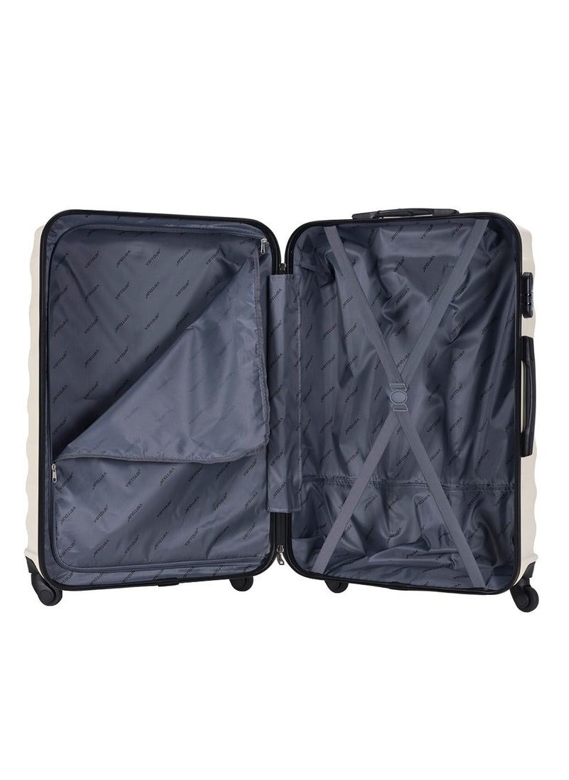 ABS Hardside 3-Piece Trolley Luggage Set  Spinner Wheels with Number Lock 20/24/28 Inches   Off White