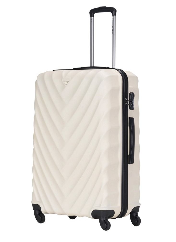 ABS Hardside 3-Piece Trolley Luggage Set  Spinner Wheels with Number Lock 20/24/28 Inches   Off White