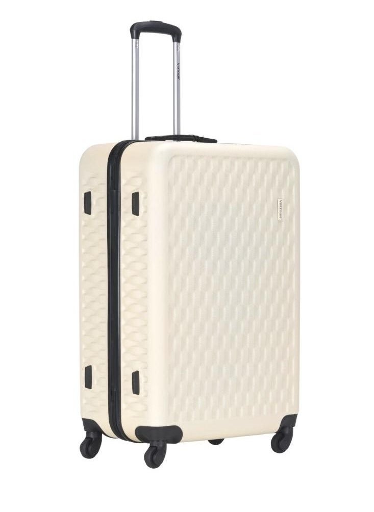 ABS Hardside 3-Piece Trolley Luggage Set Spinner Wheels with Number Lock 20/24/28 Inches   Off White