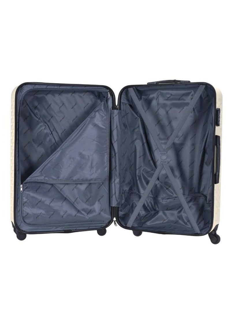 ABS Hardside 3-Piece Trolley Luggage Set Spinner Wheels with Number Lock 20/24/28 Inches   Off White