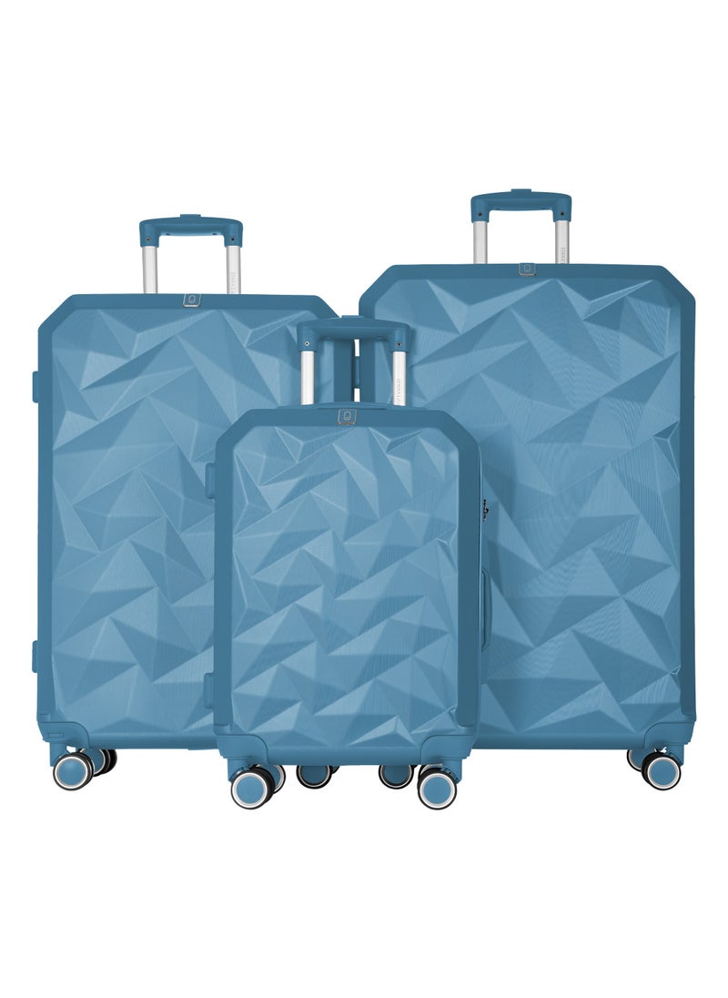 Crystaline ABS Luggage Trolley Set-3 Pcs -BLUE