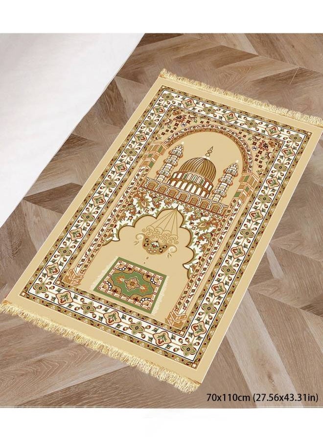 Muslim tassel worship carpet, soft and thick, crystal velvet, easy to clean, suitable for any occasion, Multiple pattern, 70*110cm