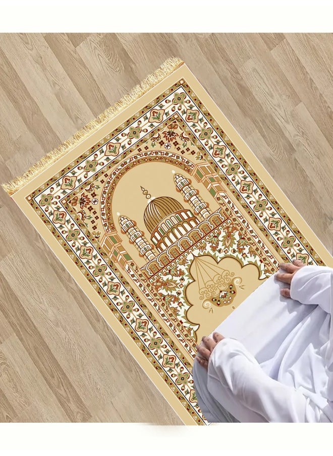 Muslim tassel worship carpet, soft and thick, crystal velvet, easy to clean, suitable for any occasion, Multiple pattern, 70*110cm
