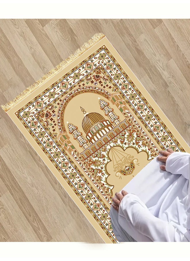 Muslim tassel worship carpet, soft and thick, crystal velvet, easy to clean, suitable for any occasion, Multiple pattern, 90*140cm