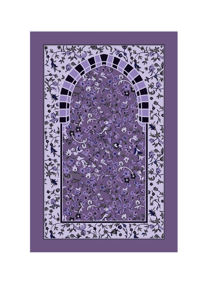 Muslim tassel worship carpet, soft and thick, crystal velvet, easy to clean, suitable for any occasion, Purple with pattern, 90*140cm