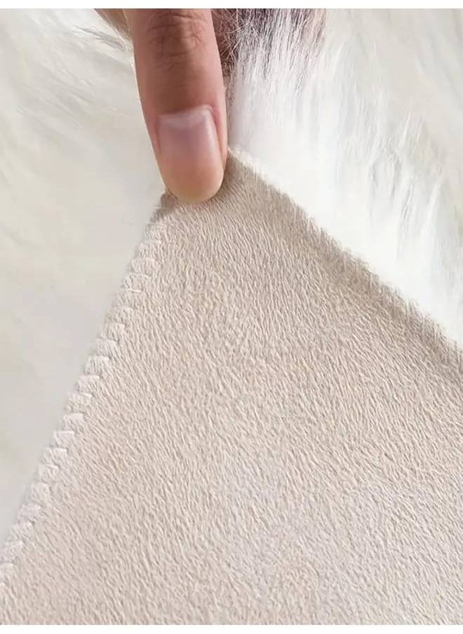 Modern Handmade Silky Soft Sheepskin Floor Mat For home Bedroom White 40 x 120cm