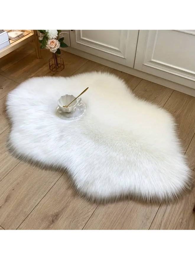 Modern Handmade Silky Soft Sheepskin Floor Mat For home Bedroom White 40 x 60cm