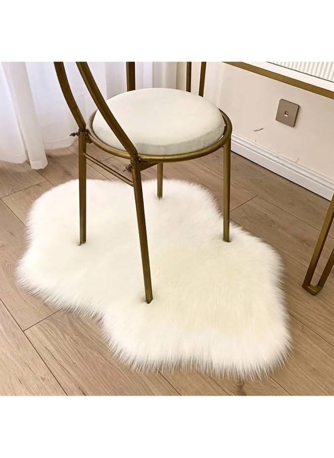 Modern Handmade Silky Soft Sheepskin Floor Mat For home Bedroom White 40 x 60cm