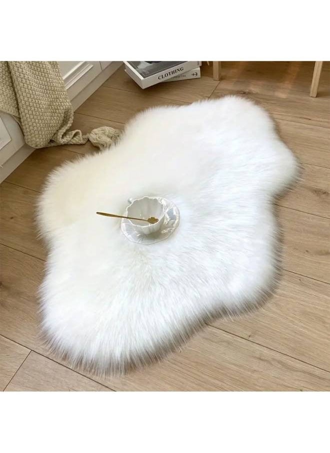 Modern Handmade Silky Soft Sheepskin Floor Mat For home Bedroom White 40 x 60cm