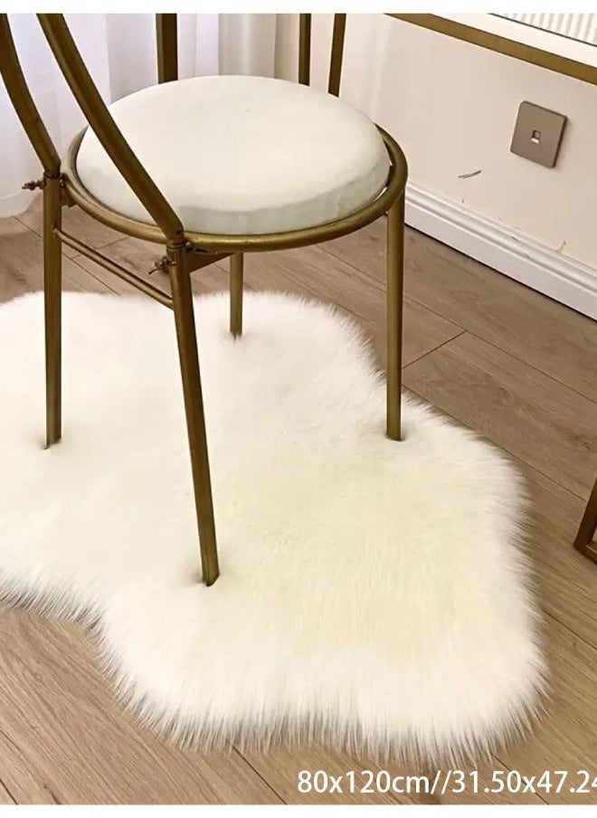 Modern Handmade Silky Soft Sheepskin Floor Mat For home Bedroom White 80 x 120cm