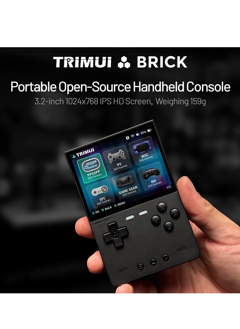 Trimui Brick Handheld Game Linux Console T3040 Portable Open-Source Allwinner A133P PowerVR GE8300 3.2 inches IPS Full-fit Screen Built-in Mono Microphone 3000mAh