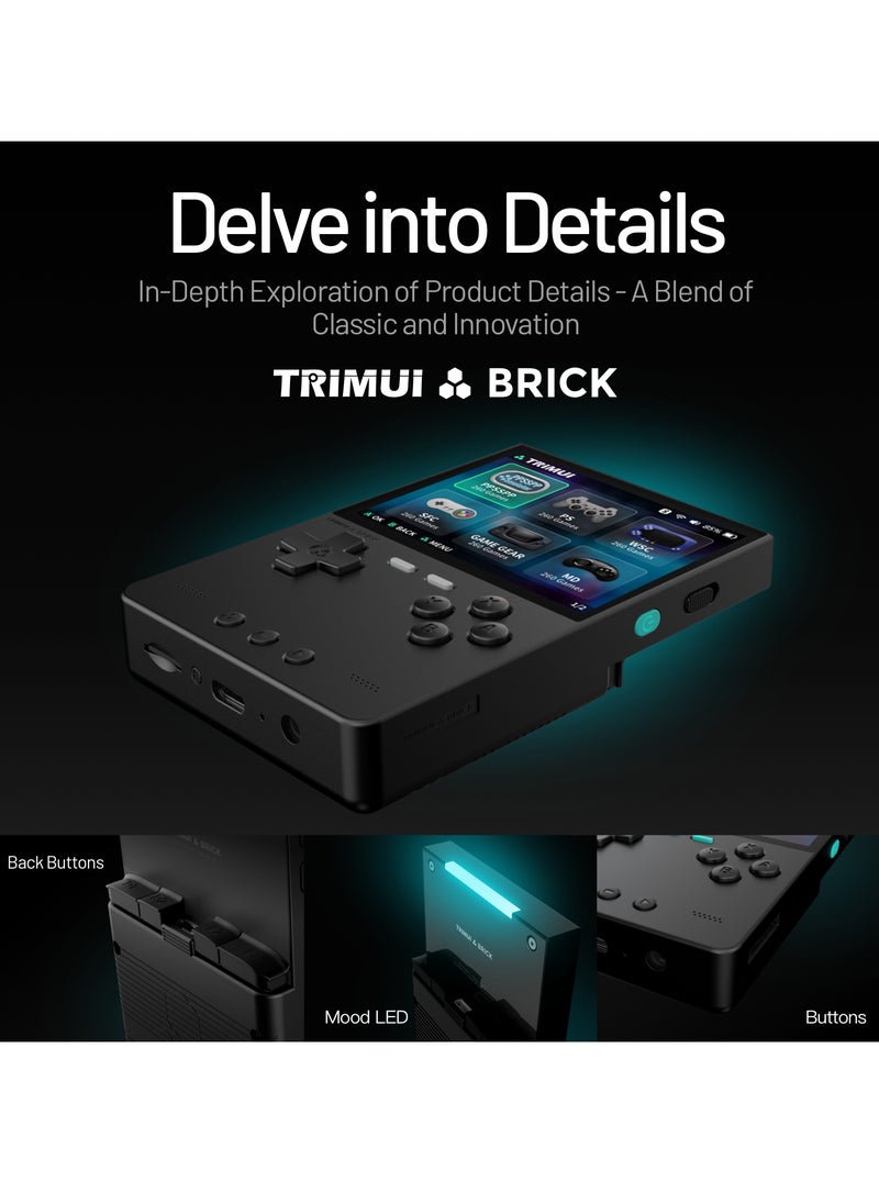 Trimui Brick Handheld Game Linux Console T3040 Portable Open-Source Allwinner A133P PowerVR GE8300 3.2 inches IPS Full-fit Screen Built-in Mono Microphone 3000mAh