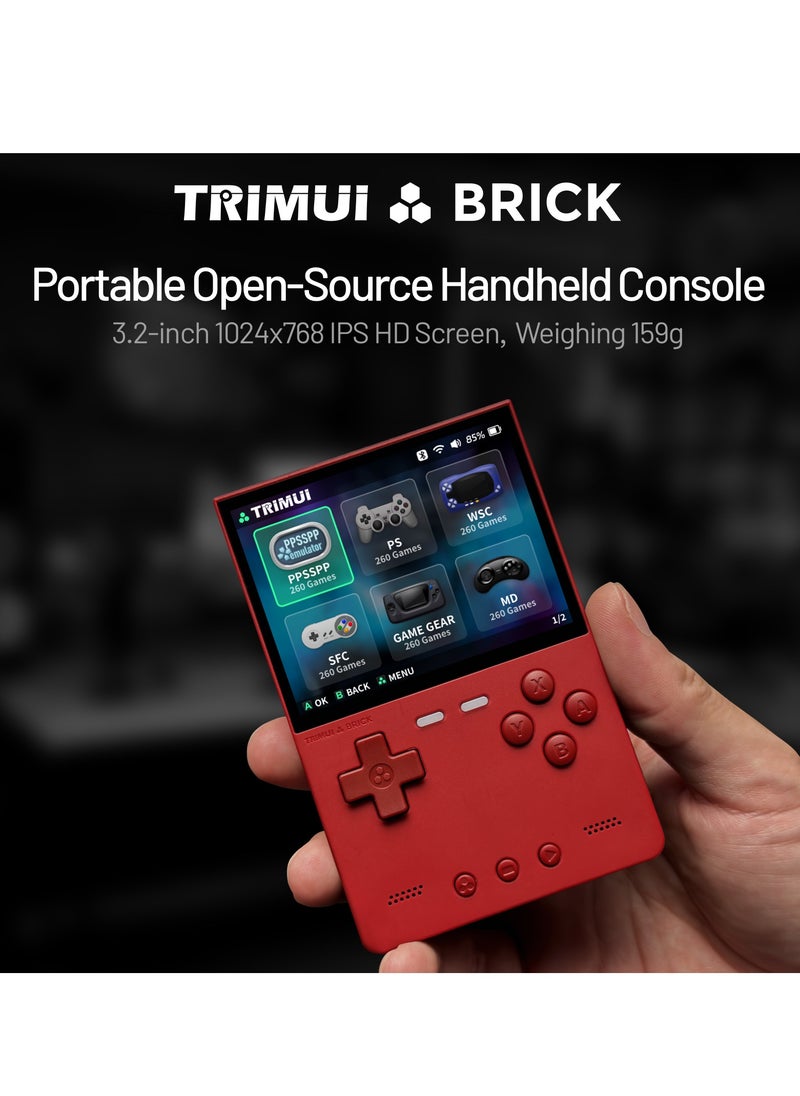 Trimui Brick Handheld Game Linux Console T3040 Portable Open-Source Allwinner A133P PowerVR GE8300 3.2 inches IPS Full-fit Screen Built-in Mono Microphone 3000mAh