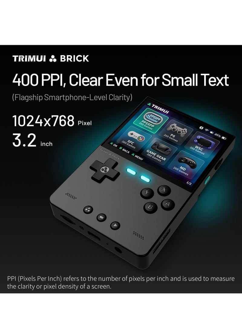 Trimui Brick Handheld Game Linux Console T3040 Portable Open-Source Allwinner A133P PowerVR GE8300 3.2 inches IPS Full-fit Screen Built-in Mono Microphone 3000mAh