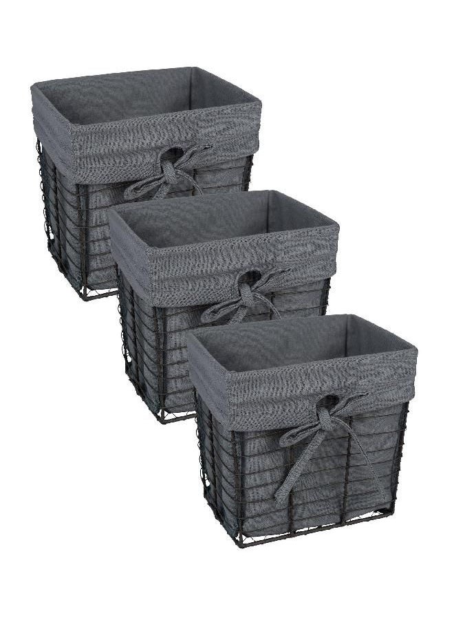 DII Farmhouse Chicken Wire Storage Baskets with Liner, Small, Vintage Grey, 9x7x6
