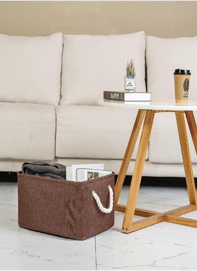 TheWarmHome Storage Basket Fabric Storage Bin Shelf Basket Dog Toy Storage Basket Baby Storage Basket Canvas Storage Basket for Home, Shelf, Closet(Brown-1 Pack, 13.8L×9.8W×6.7H)