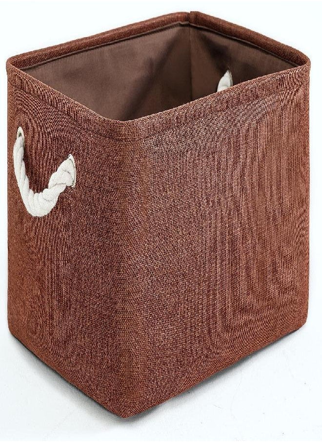 TheWarmHome Decorative Basket Rectangular Fabric Storage Bin Organizer Basket with Handles for Clothes Storage (Brown, Large-1Pack,15.7L*11.8W*8.3H)