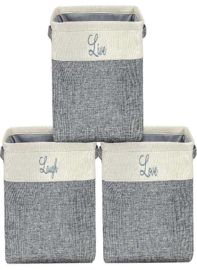 Sorbus Fabric Storage Cubes 15 Inch - Big Sturdy Collapsible Storage Bins with Dual Handles - Foldable Baskets for Organizing -Decorative Storage Baskets for Shelves | Home & Office Use -3 Pack| Grey